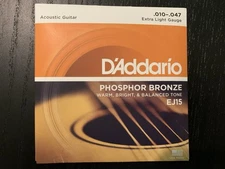D'Addario EJ15 Phosphor Bronze Extra Light Acoustic Guitar Strings