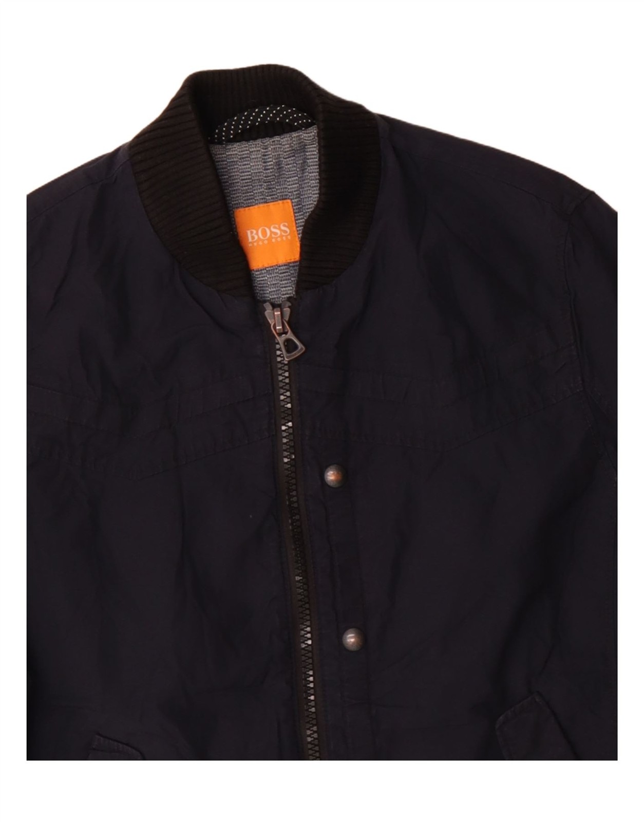 Hugo Boss Mens Bomber Jacket EU 46 Small Navy Blue Cotton DO13 thumbnail 3