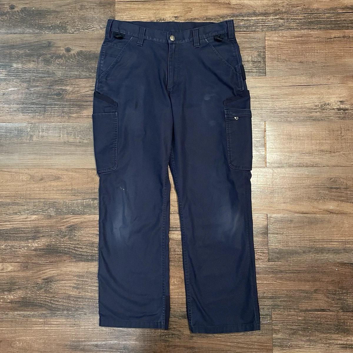 極上　Carhartt カーゴパンツ 33x30 ネイビー Carhartt 103904 Rugged Flex Steel Navy Cargo Work Pants 33x30 Mens