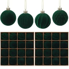 32 Pcs Velvet Christmas Balls Bulk 2.36 Inch Flocked Christmas Tree Ornament ...