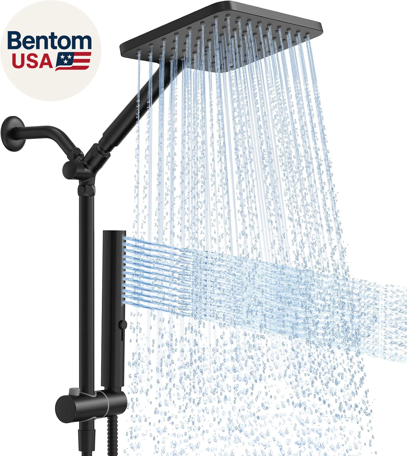 High Pressure Rain Shower Head with Handheld Combo, 10 Inch Square Rainfall Show