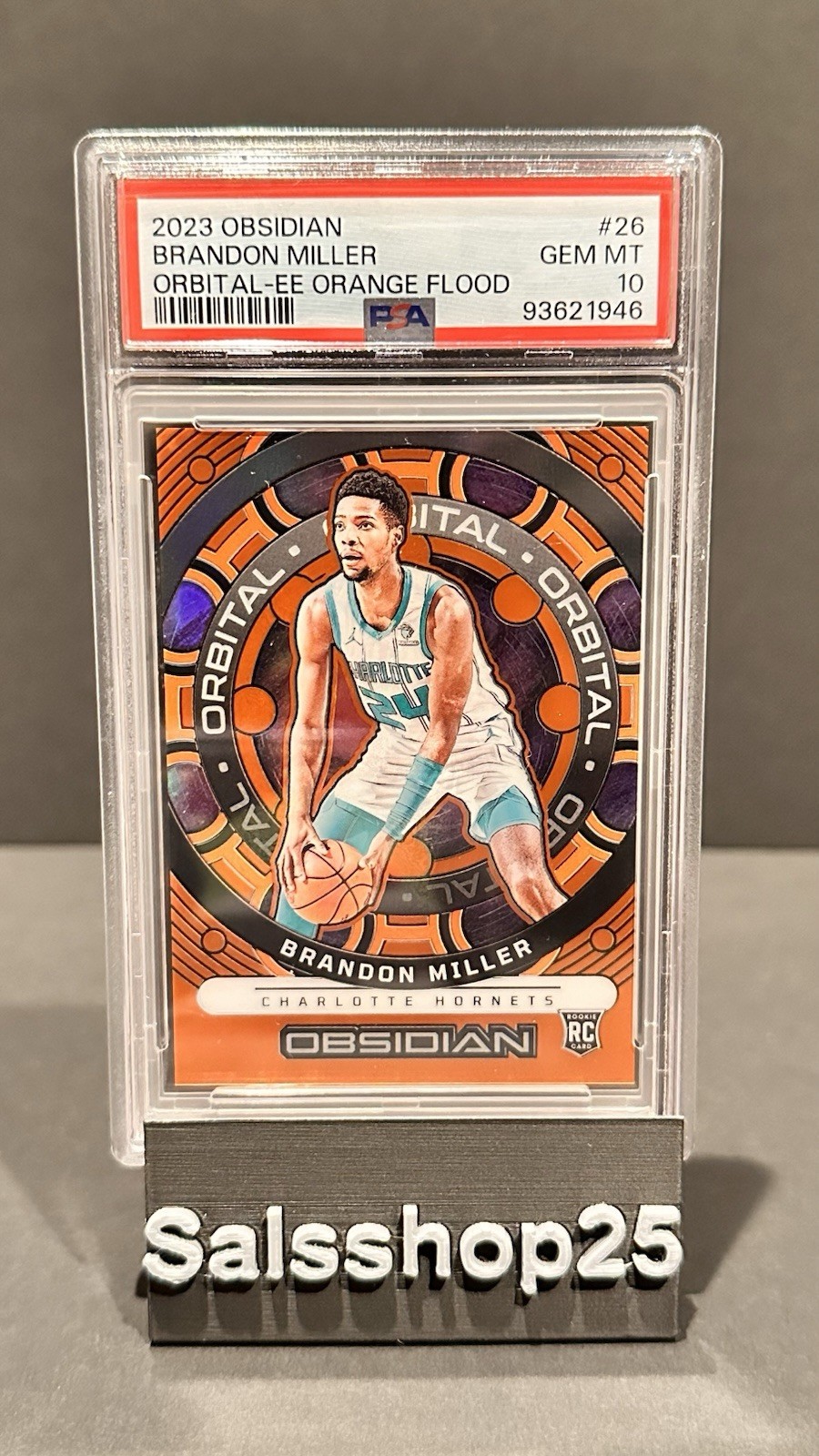 2023 Obsidian Orbital Brandon Miller #26 Electric Etch Orange Flood /75 PSA 10
