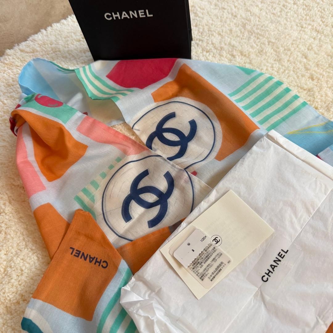 Auth Chanel Scarf Large Rectangular CC Logo - W18… - image 2
