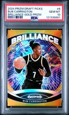 2024 PANINI PRIZM DRAFT PICKS BRILLIANCE GOLD PRIZM BUB CARRINGTON 9/10 PSA 10