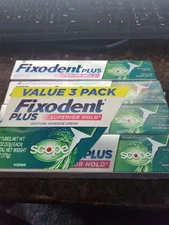 Fixodent Plus Superior Hold Denture Adhesive Cream 4 2oz New W/ SCOPE