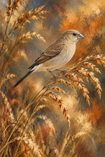 7. African Silverbill Oil Style Poster Rust Ochre Wall Art A1-A4 Poster Art Pain