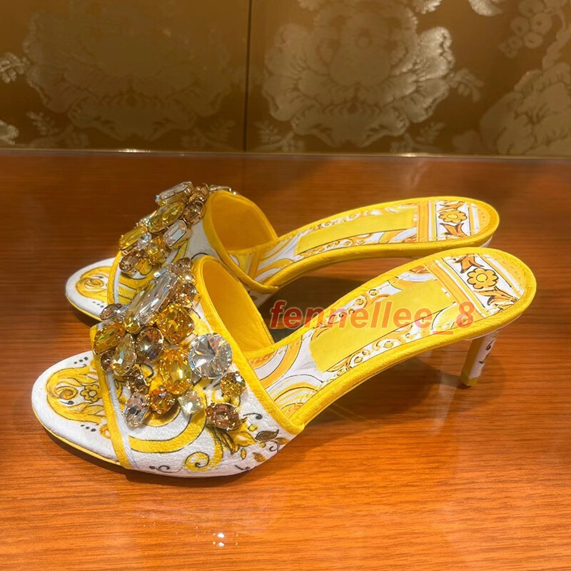 PANTOFOLA D’ORO Sandali donna tacco alto stampati strass punta aperta estivi festa nuovi sandali