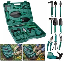Garden Tool Set Gardening Kit Hand Tools Shovel Rake Shear Spray Bottle 10PCS