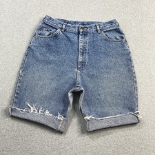 VINTAGE Lee Jeans Shorts Womens 16 Med Mom Cut Offs Distressed 90s MADE IN USA 