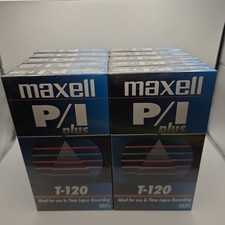 Maxell P/I Plus T-120 6-Hour Blank VHS/VCR Video Tape NEW/SEALED - LOT OF 10