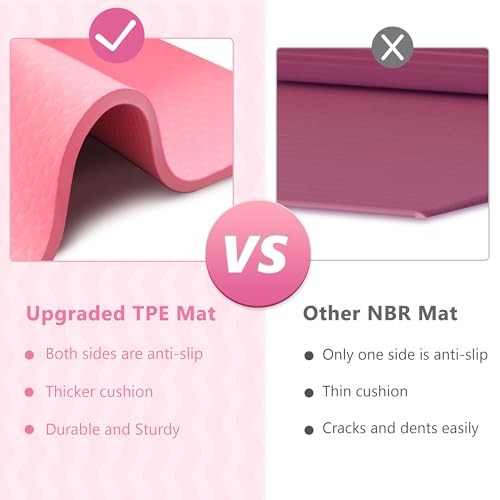  Gymnastics Bar with Mat, Foldable Gymnastics Horizontal Bar Height Pink-Mat