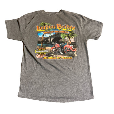 Harley Davidson Shirt Mens Large Gray London Bridge Lake Havasu City Arizona