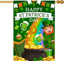 St Patricks Day Garden Flag 28 X 40 Double Sided,Large Happy St.Patrick'S Day Ou