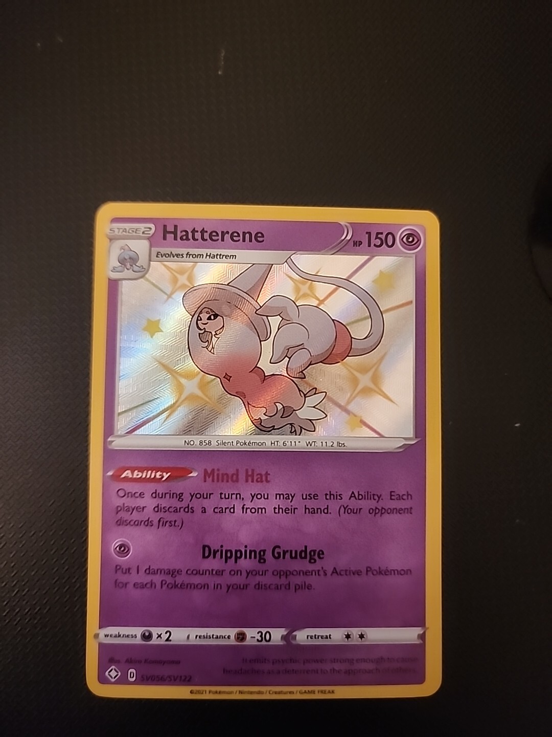 Hatterene SV056/SV122 - Pokemon TCG Shining Fates (2021) - NM - Shiny Holo Rare