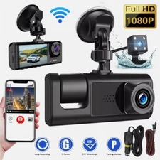 1080P Car Dash Cam 2" LCD Video Recorder Front & Rear& Inside Camera with 32G TF