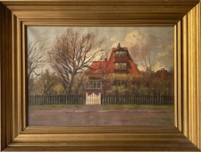 Ölbild Impressionist Jugendstil Villa im Wind Kai Drews 1884-1964 46,5 x 61,5 cm