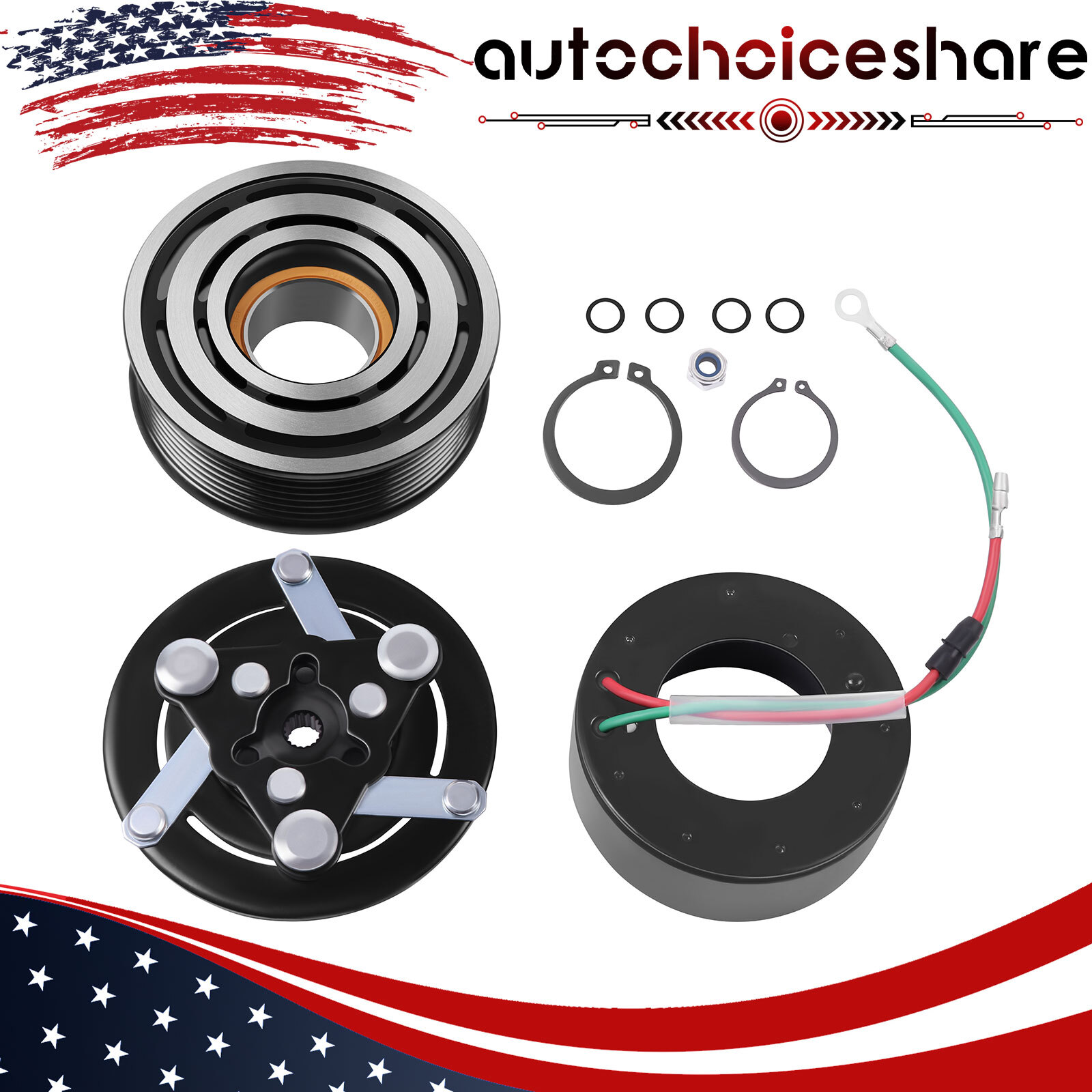 For 2002-2006 Honda CRV CR-V 2.4L A/C AC Compressor Clutch Kit CO 10663AC