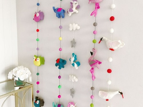 Wool Felt Wall Hangings Unicorn Garland - Picture 5 of 8