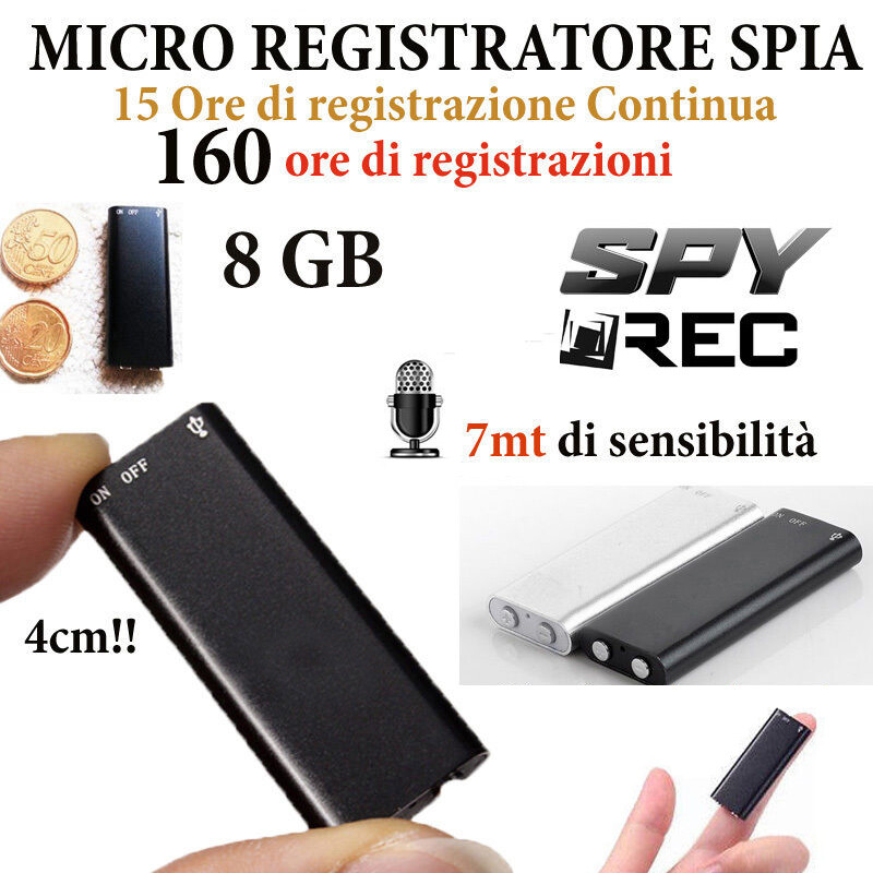 Registratore Audio Professionale 8GB VOX | Microspia Ambientale Spia