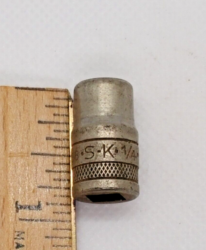 Vintage SK 1/4" Drive 8 Point 1/4 In. Shallow SAE Socket Knurled 40988 S442 - Foto 3 di 5