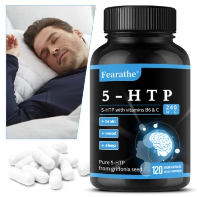 FEARATHE 5-HTP-Kapseln 200 mg Hochdosiertes 5-Hydroxytryptophan Stimmungsaufheller
