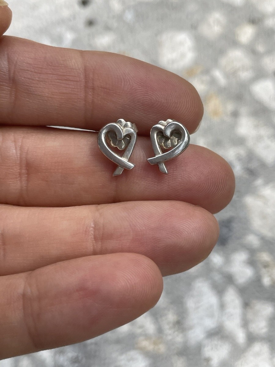 Tiffany Co Paloma Picasso Sterling Silver Loving Heart Earrings
