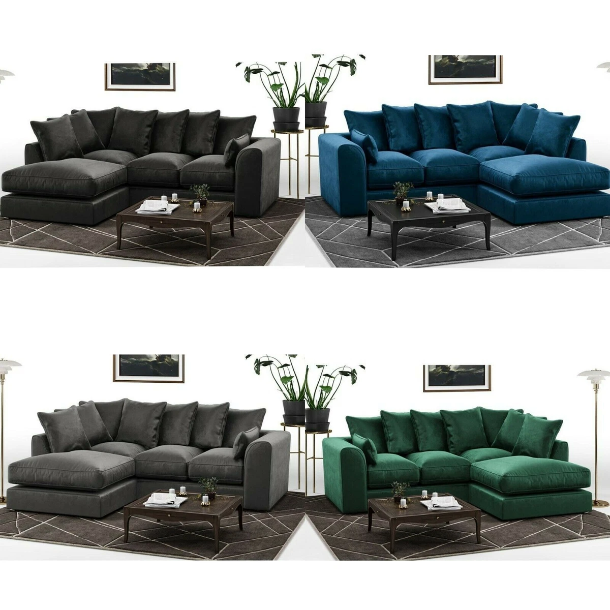 SALE Corner Sofa LEFT RIGHT Hand Grey Blue Green Pink Beige black
