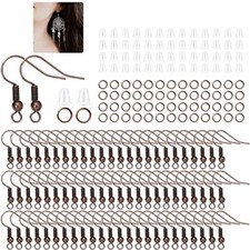 600Pcs Hypoallergenic Earring Hooks, Red Copper Earring Making Kit, Earring