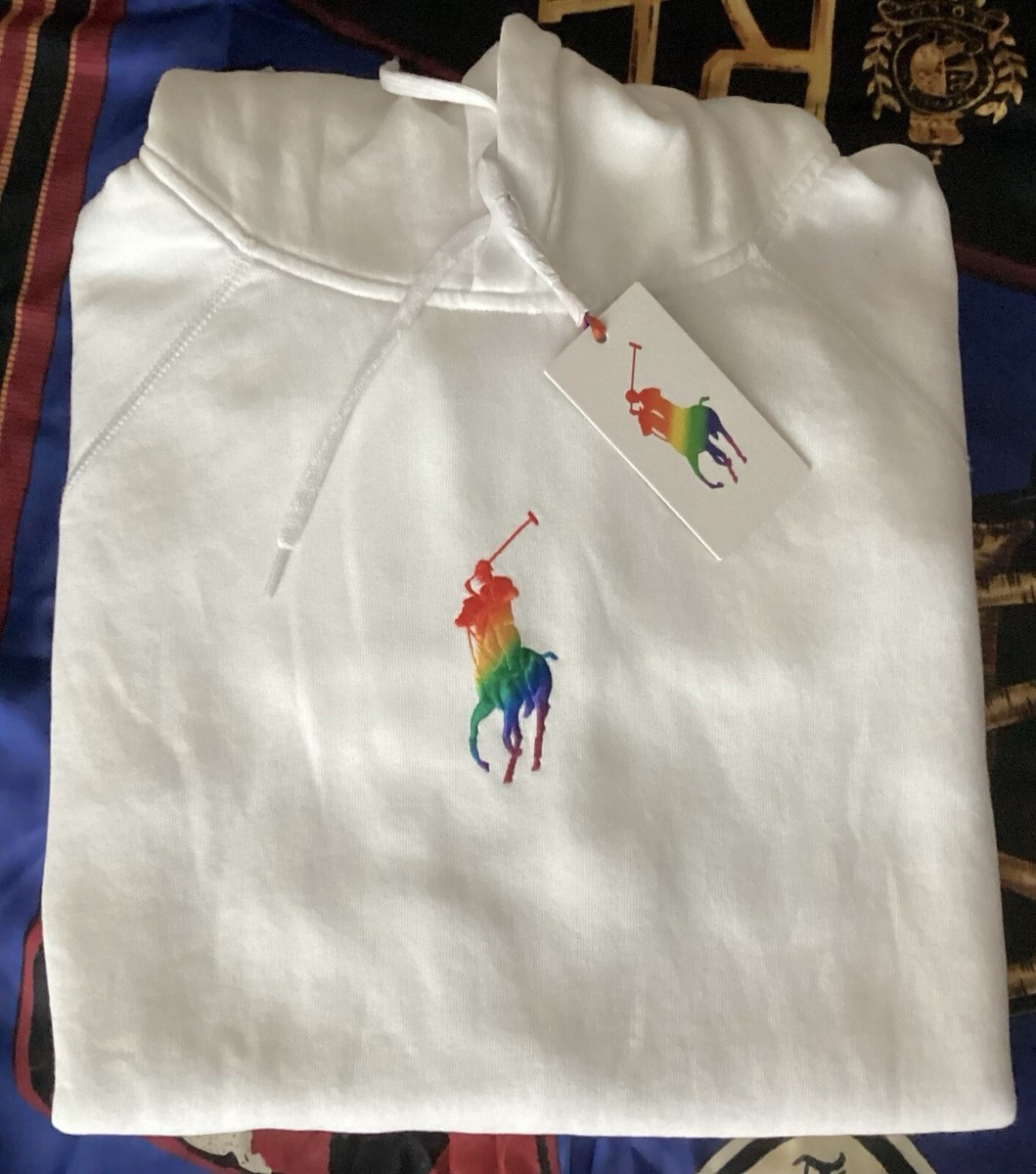 Polo Ralph Lauren Authentic Embroidered GAY PRIDE Big Pony Fleece Hoodie XXL