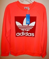 ADIDAS WOMENS TREFOIL CREW SWEATSHIRT FLARED sz S NEW AUTHENTIC