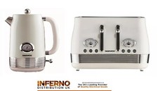 DAEWOO Denver Vintage Stainless Kettle & 4 Slice Toaster Set In Buttermilk Cream