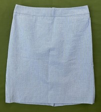 Talbots Petites Seersucker A-line Skirt White/Blue 8P EXC Coastal Preppy