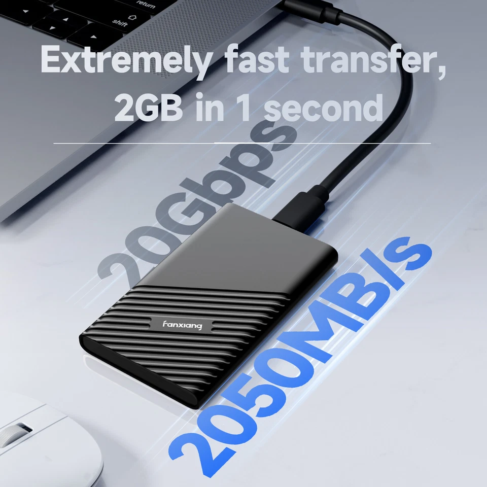 Fanxiang Tragbar Externe SSD 500GB 1TB 2TB Portable SSD 2050MB/s USB Festplatte - Bild 2 von 4