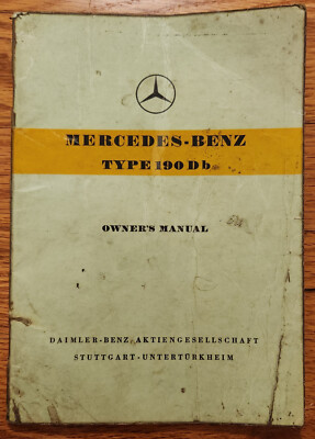 Mercedes-Benz Type 190Db Owner's Manual Edition A Circa 1959