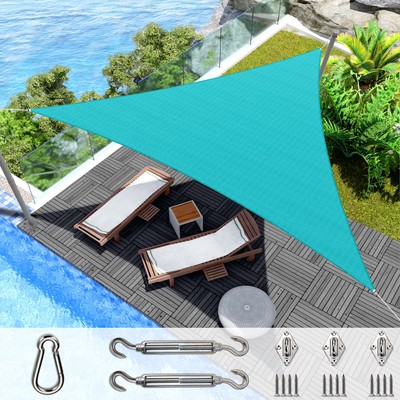 Triangle Sun Shade Sail Turquoise Permeable UV Block Outdoor Canopy Pool Patio