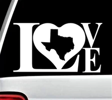 Texas LOVE Decal Sticker Home Pride Texas Strong Car Window Mirror Laptop L1028