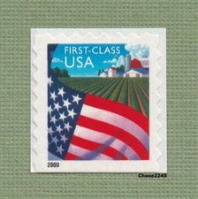 Scott #3450 Flag over Farm 34c (ATM Non-Denom Self-Adh Single) 2000 Mint NH