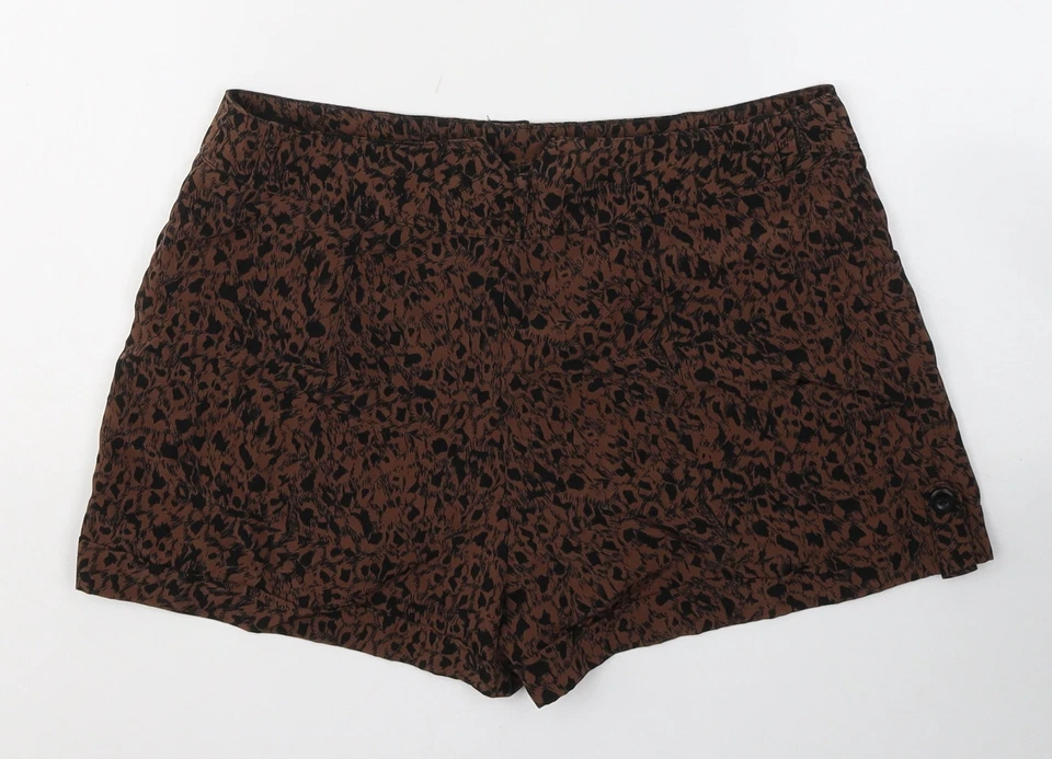 Miss Selfridge Womens Brown Animal Polyester Blend Hot Pants Size 10 L3 i - Image 2 of 4