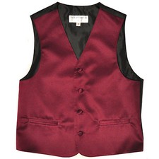 New Boy's Kid's formal Tuxedo Vest Waistcoat only burgundy size 2-14 wedding
