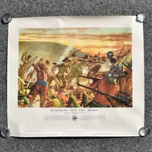 Vintage Knocking Out The Moros US Army In Action Poster Print No 21-48 20" x 24"
