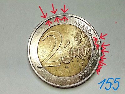France,2Euro Coin,2017 Great very rare coin stamp defect Weight