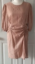 Zara Ladies Light Orange Lined Balloon Sleeve Ruched Side Size Medium Dress