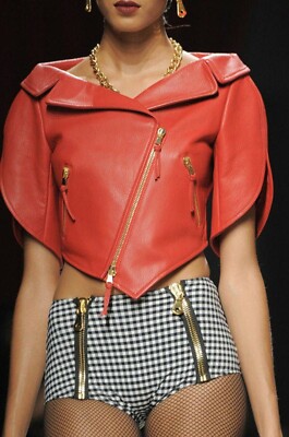 Halloween Womens Heart Red Leather Jacket Lambskin Designer Biker Jacket -HWJ002