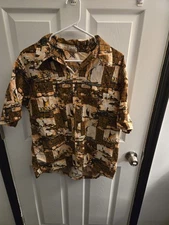 Men's Large Hawaiian Shirt Vintage Barefoot in Paradise, Short Sleeve, Button-Up