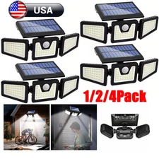 1/2/4 Pack LED Motion Sensor Solar Lights Outdoor IP65 Waterproof Security Lamp