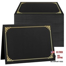 Certificate Holders Black Packs , Diploma Covers - Gold Foil Border - 150
