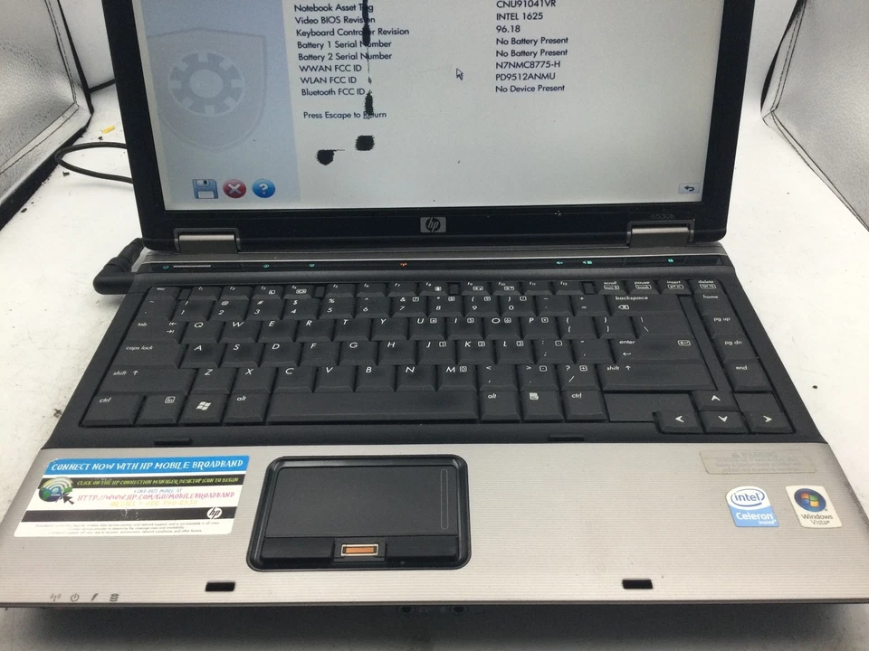 HP Compaq 6530b 14" Laptop - Boots to BIOS - INTEL CELERON - 4GB RAM - READ - BB - Image 3 of 4