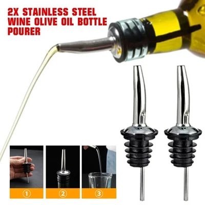 2/4PCS Stainless Steel Bottle Pourer Wine Olive Oil Dispenser Spout Kitchen Bar