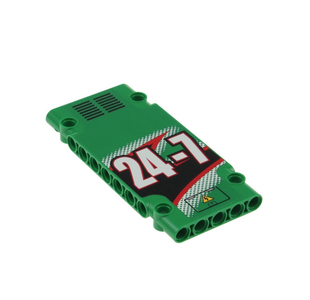 1x LEGO Technic Panel 5x11x1 Green Sticker 24-7 Blower Left 42008 64782pb003L