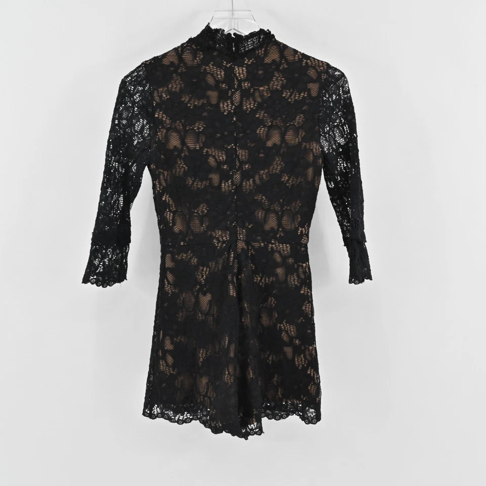 Mameluco ALEXIS Mujer Jing Negro Patrón Encaje Talla XS Cuello Simulado Manga 3/4 Elegante Foto 3 de 4